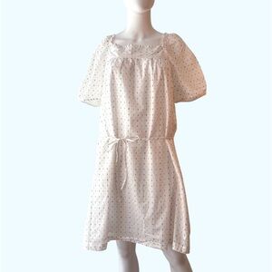 NWT LOFT White dress Square neck Puff sleeves Size Large